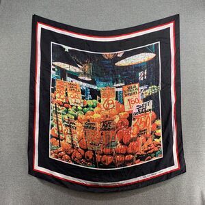 Vintage Seattle's Iconic Pike Place Market Silk Scarf Swiss Silk Co Korea